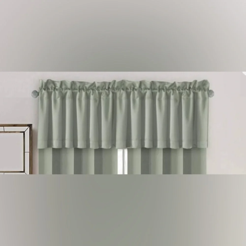 New Pair of Window Valences Blackout Light Sage Size 52”x18” Each Panel
